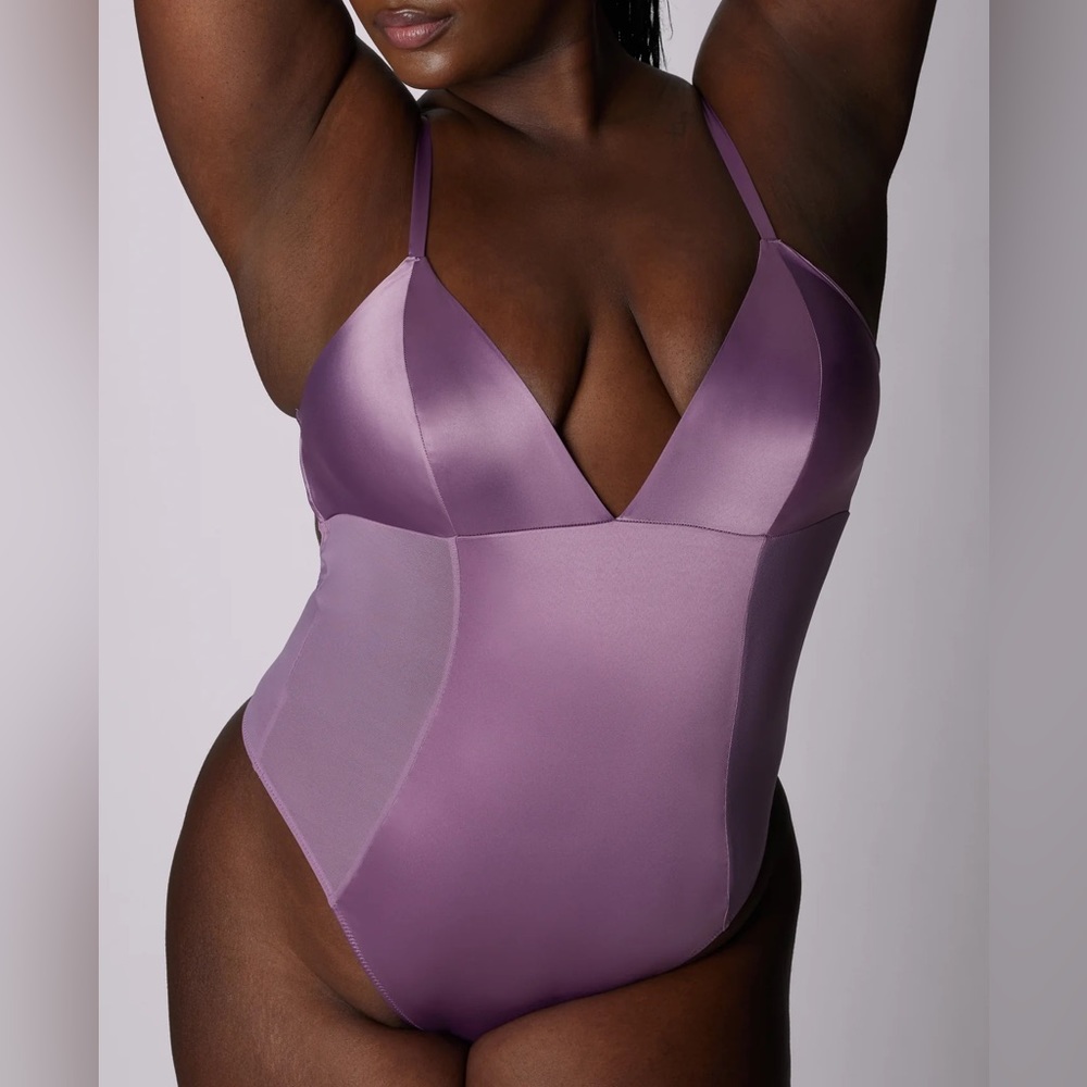 Parade Midnight Shine Bodysuit in Grape Glow Satin